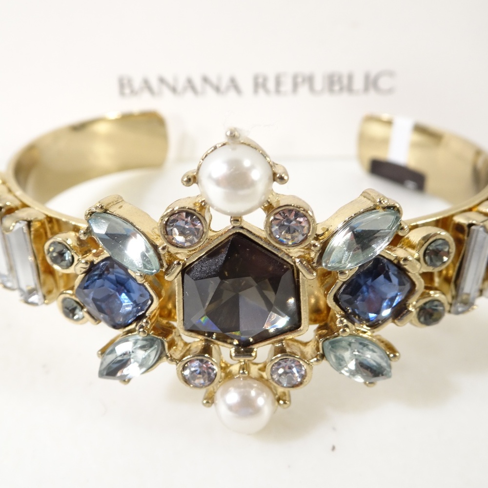 Banana Republic Midnight Lapis Pearlized  Crystal Baguette Cut Bracelet NWT 48